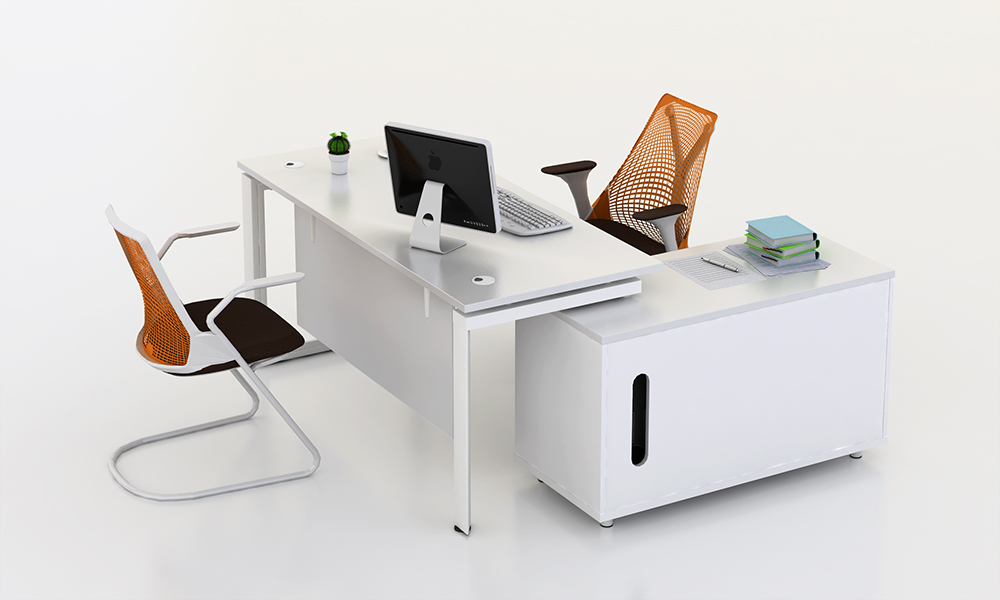 科恩主管桌直型帶小副柜4