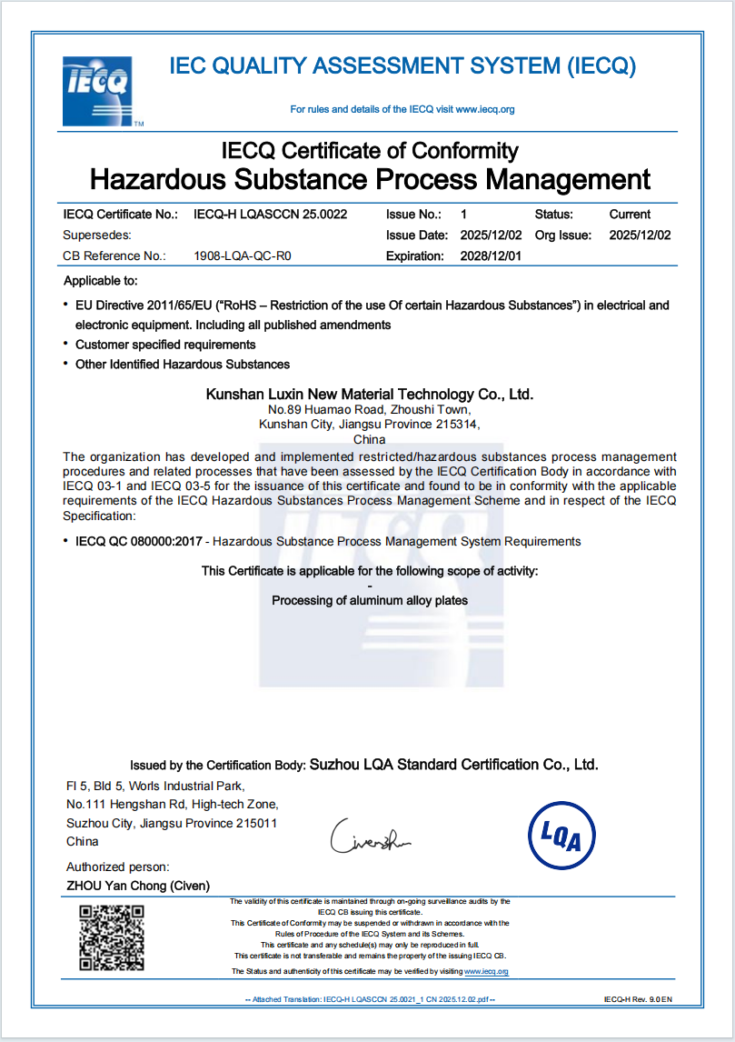 IECQ QC080000 Hazardous Substances Process Management System