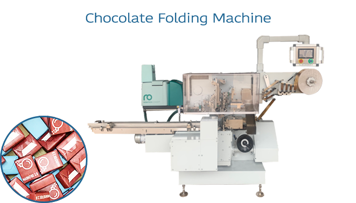 This machine is suitable for automatic sorting and packaging of chocolate and candy in square and trapezoidal shapes. It can realize different packaging methods (such as folding or envelopes) and different sealing methods (dispensing sealing or heat sealing).