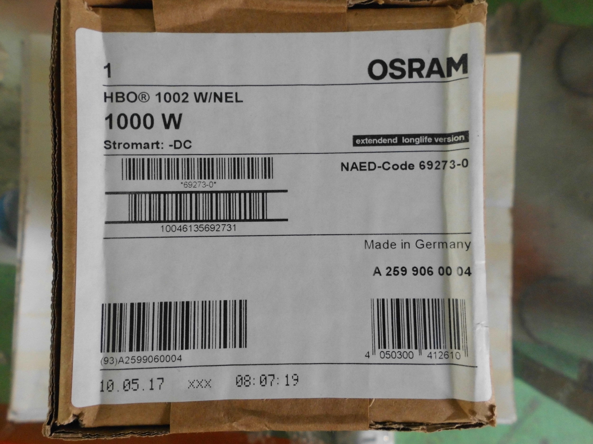 欧司朗OSRAM    HBO 1002WNEL    短弧汞灯