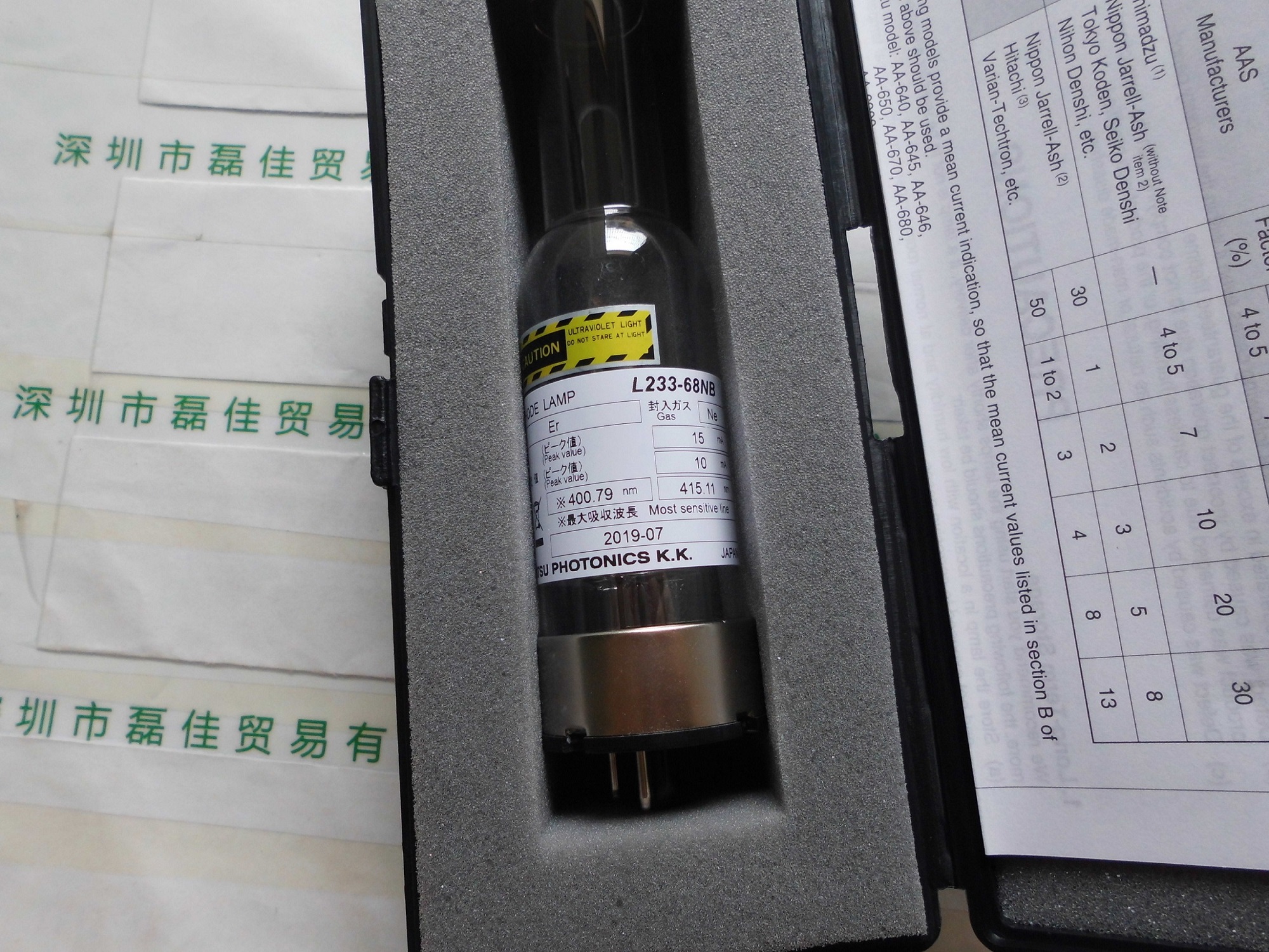 滨松HAMAMATSU      L233-68NB(ER)      空心阴极灯