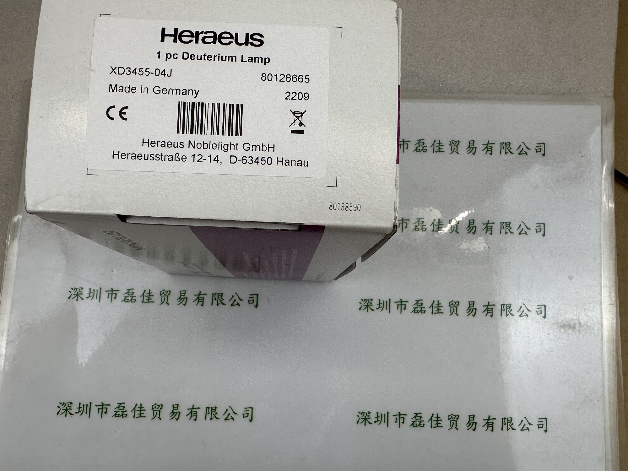 贺利氏Heraeus    XD3455-04J  80126665  氘灯Deuterium lamp