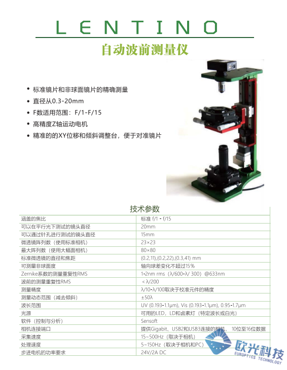 EUROPTICS欧光 OMI 波前测试元件/单通道波前传感器
