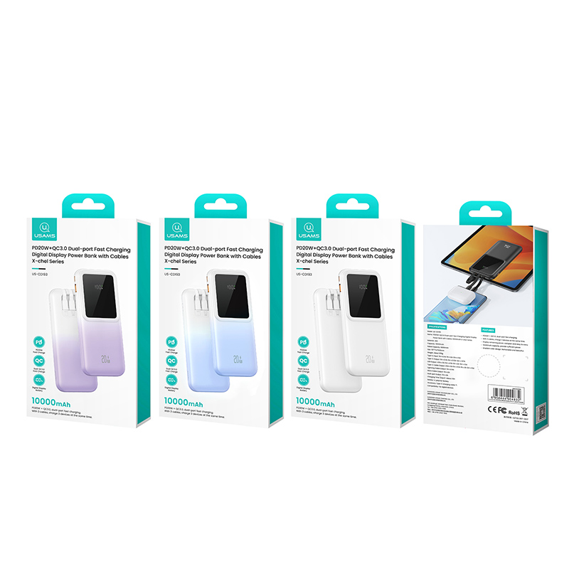 US-CD184 Power Bank Magnético 10000mAh PD20W+QC3.0 Aluminio Transparente  Bidireccional USAMS