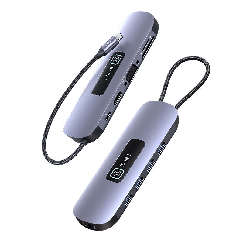 PD100W 10in1 Multifunctional Type-C HUB with Light