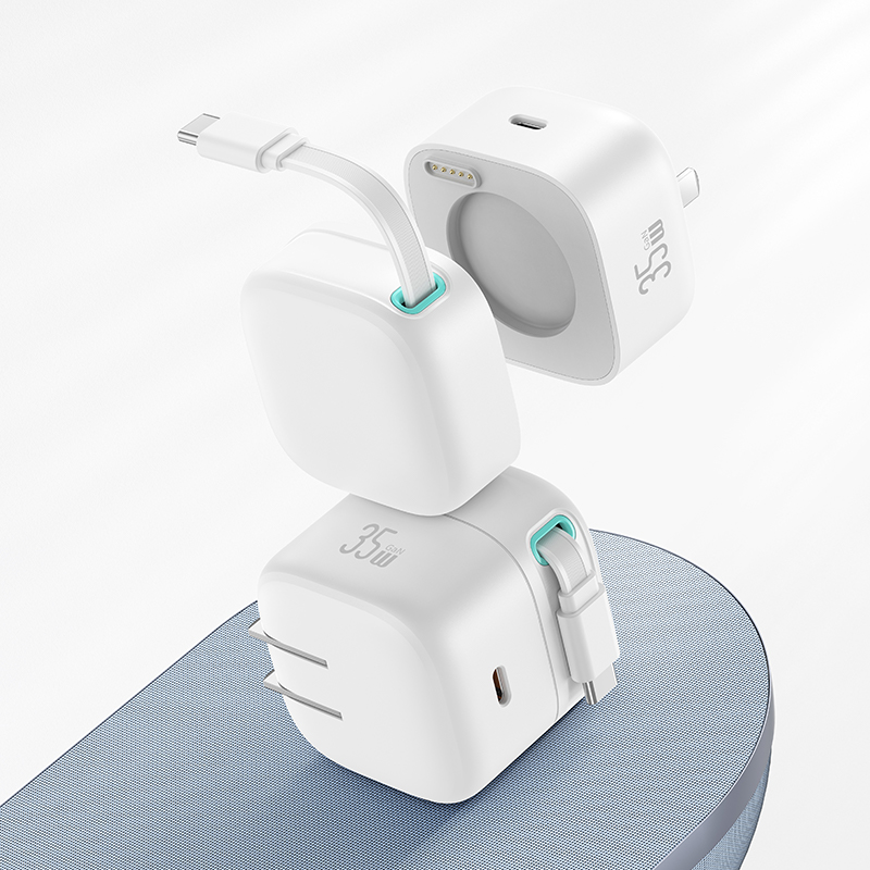 PD35W氮化镓多功能双输出Type-C磁吸收纳线充电器 星魔方系列 中规