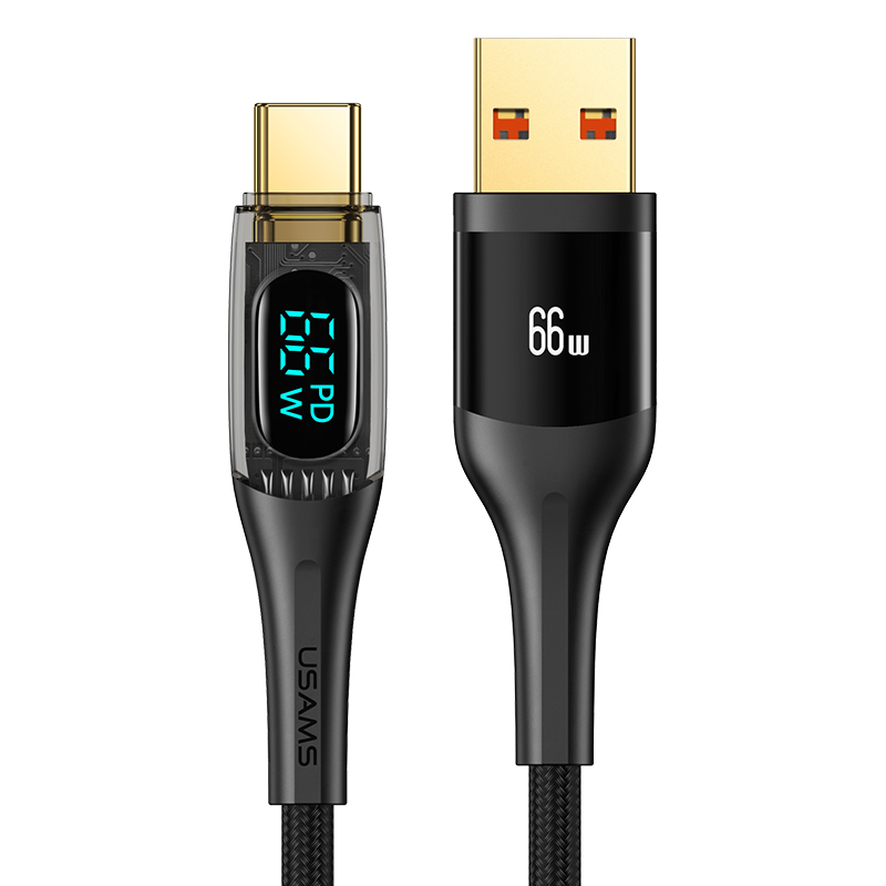 Type-C 6A 66W Transparent Digital Display Cable -- Shadow Series
