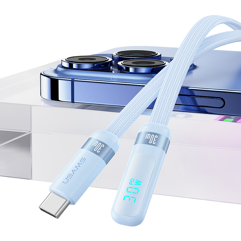 PD30W Type-C To Lightning Digital Display Right-angle Fast Charging & Data Cable -Wind Series