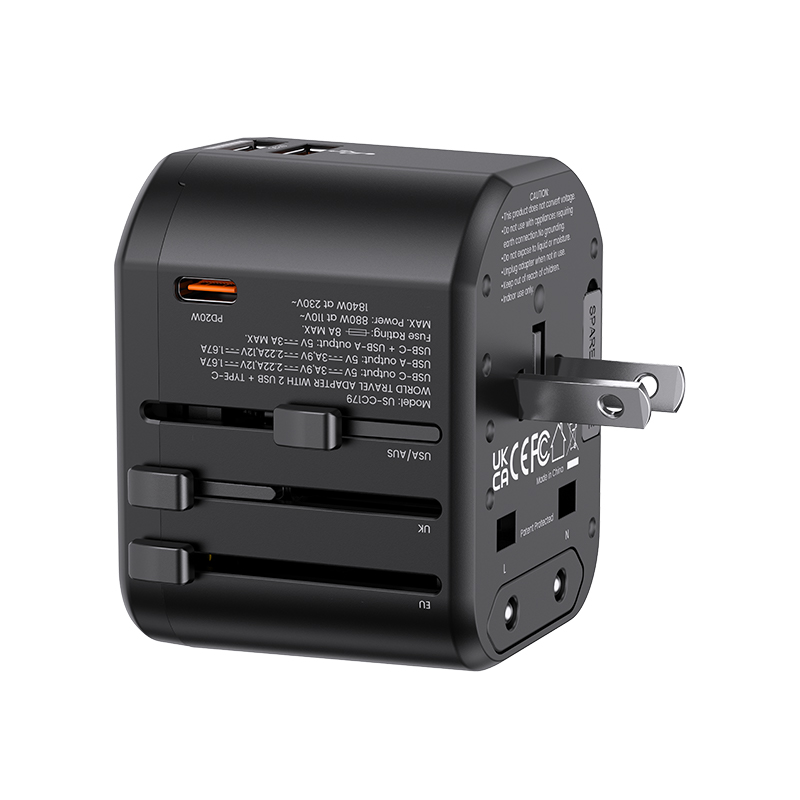 T59 20W Dual USB+Type-C Universal Travel Charger (US/AU/UK/EU)
