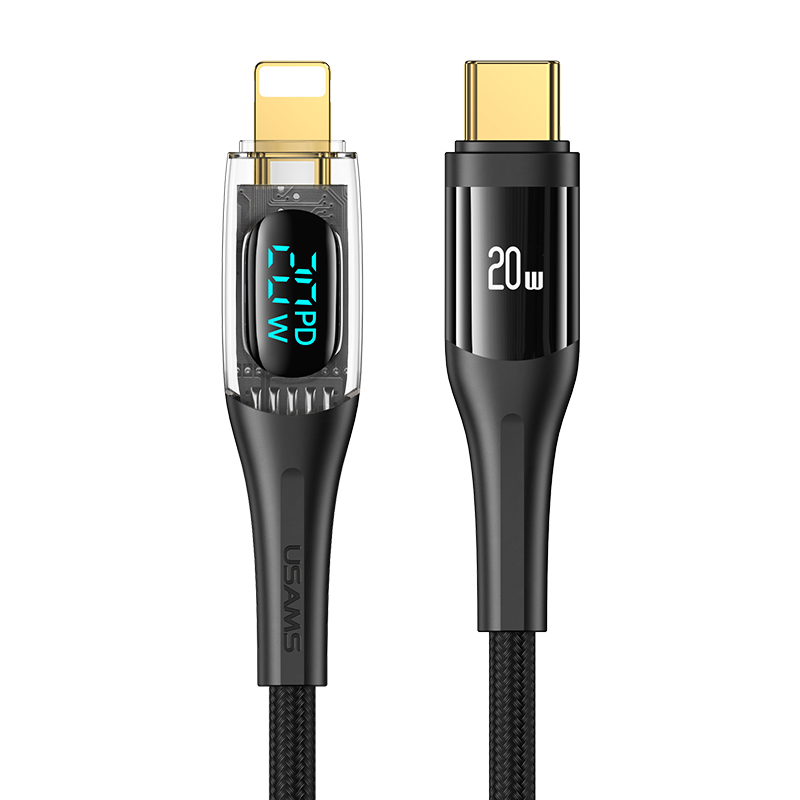 Type-C To Lightning PD 20W Transparent Digital Display Cable -- Shadow Series