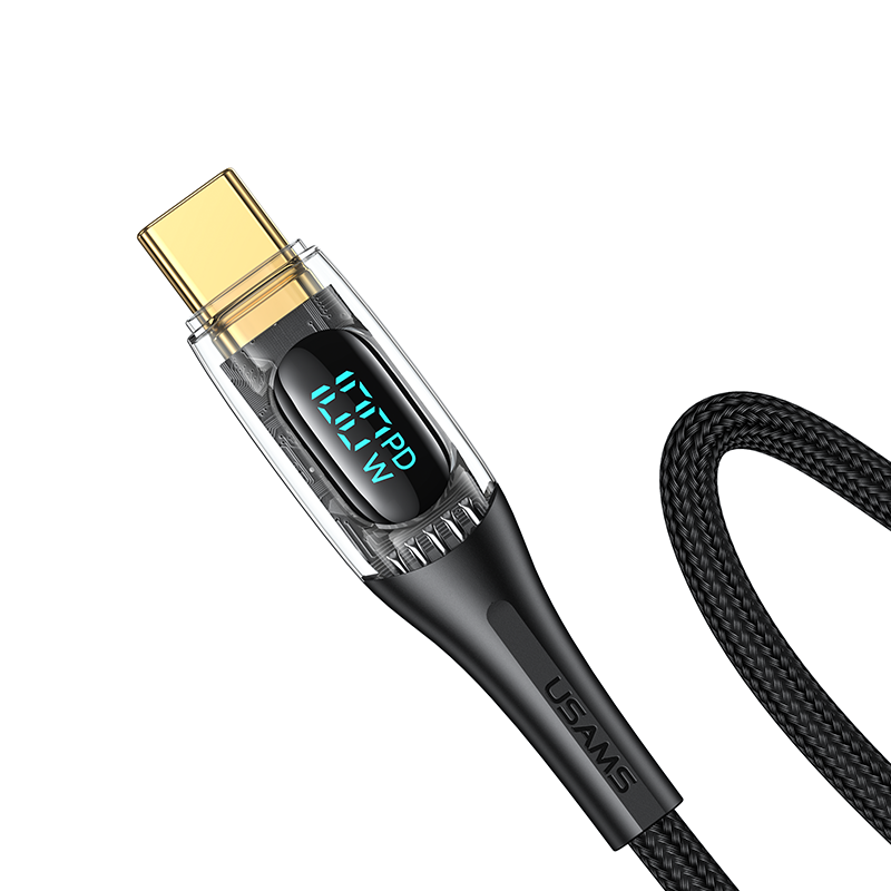 Type-C To Type-C PD 100W Transparent Digital Display Cable -- Shadow Series