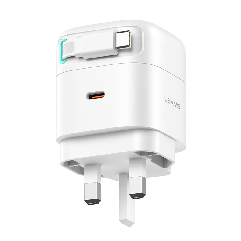 PD35W Dual Output GaN Fast Charger With Type-C Magnetic Retractable Cable Module (UK)  -- XMF Series