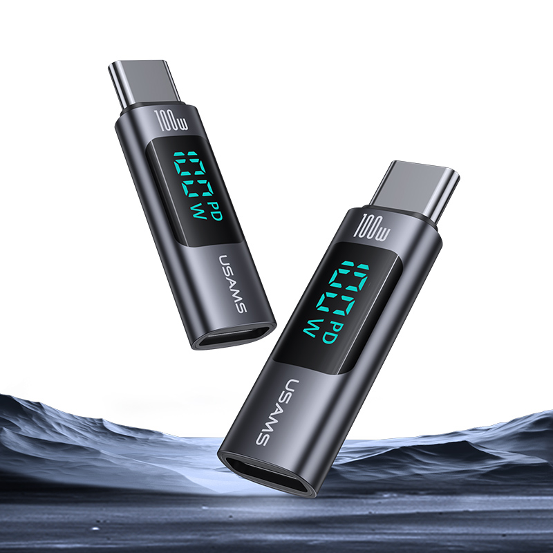 AU18 100W Type-C To Type-C Aluminum Alloy Digital Display Adapter