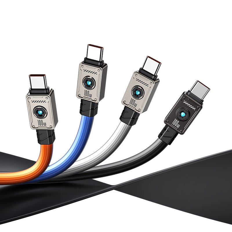 Type-C TO Type-C 100W Zine Alloy Fast Charging & Data Cable With Light 1.2m-Mecha Series
