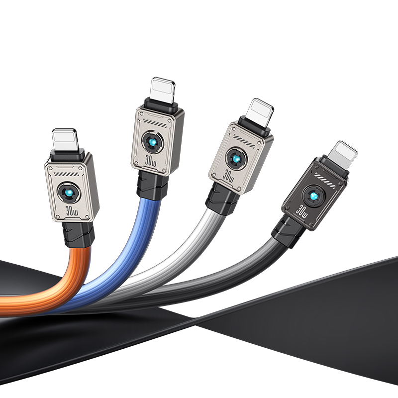 机甲系列30W锌合金带灯快充数据线 1.2m