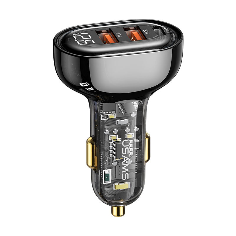 80W 3 Ports Transparent Digital Display Fast Car Charger--Icicle Series