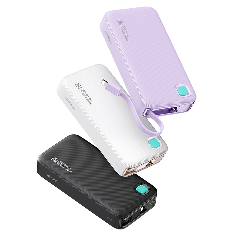 PD20W Digital Display Fast Charging Power Bank With Lightning Retractable Cable 10000mAh - XY Series