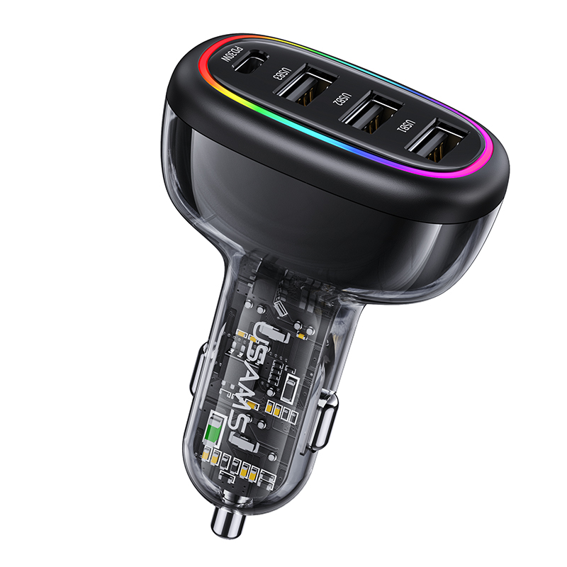 C34 PD30W AAAC 48W Transparent Fast Car Charger With Colorful Light
