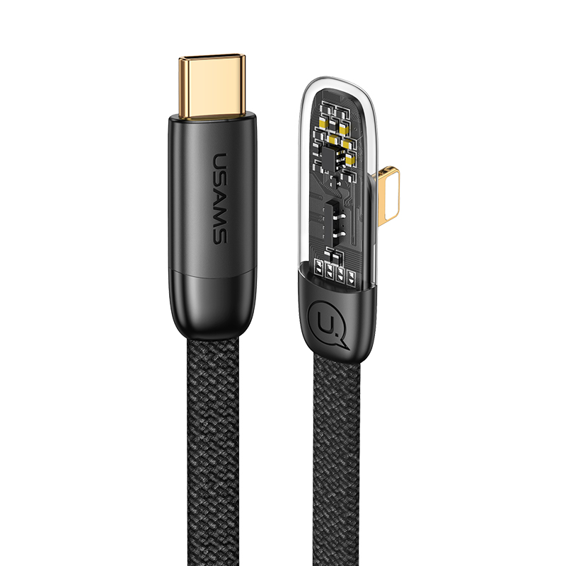 Type-C To Lightning PD 20W Right-angle Transparent Fast Charging & Data Cable -- Iceflake Series