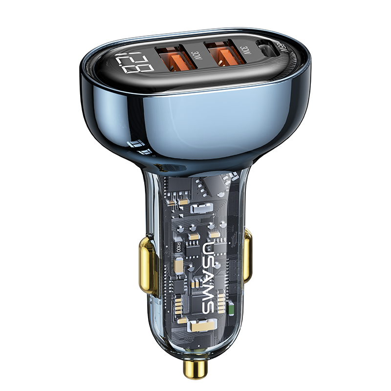 125W 3 Ports Transparent Digital Display Fast Car Charger--Icicle Series