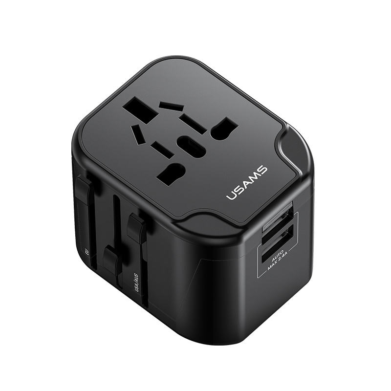 T55 12W Dual USB Universal Travel Charger (4 in 1 Adapter,US/AU/EU/UK)