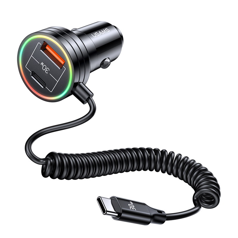 C33 60W Car Charger With Spring Cable