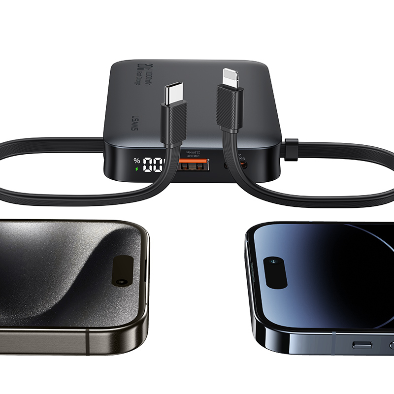 20W Fast Charging Digital Display Power Bank With TypeC+Lightning