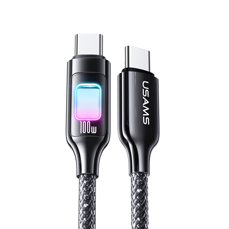 100W Zinc Alloy Data Cable With Colorful Light Type-C To Type-C - TC Series
