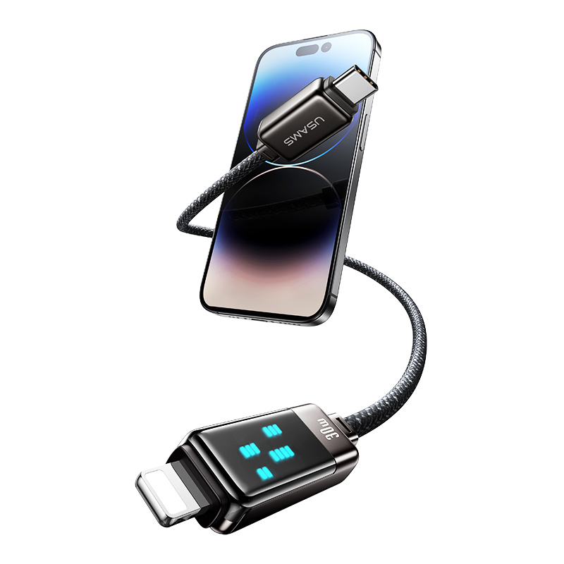 流星系列 30W锌合金流星雨灯快充数据线Type-C To Lightning