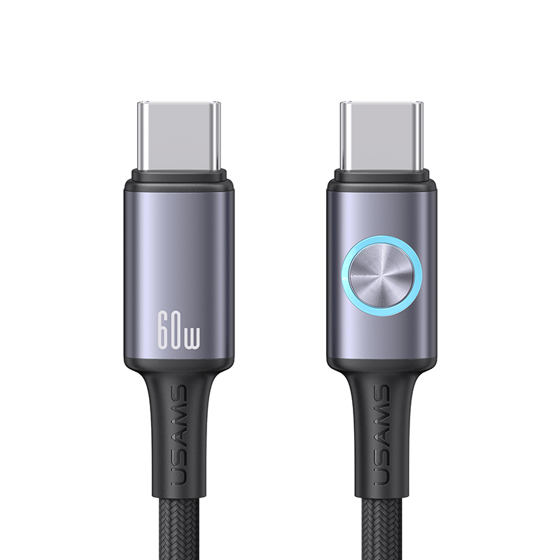 SJ752 60W Aluminum Alloy Data Cable With Colorful Light Type-C To Type-C - Huan Series