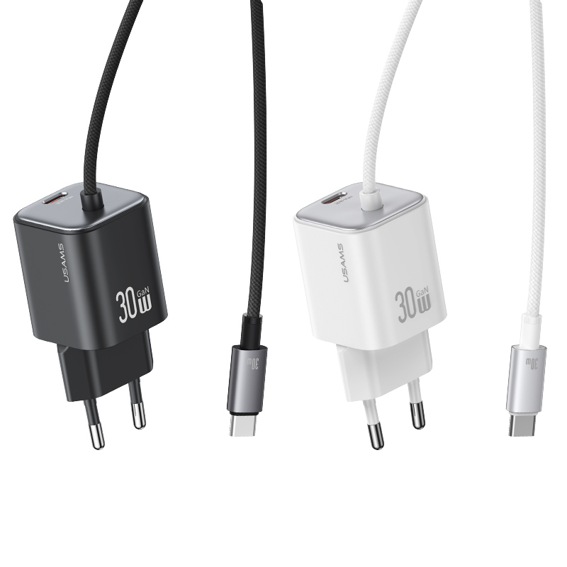 CC264 捷充系列 30W氮化镓Mini自带线双口快充充电器 欧规