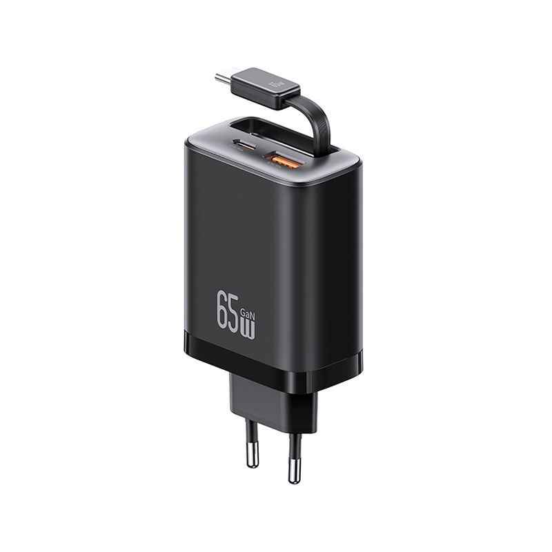 65W Fast Charger With Retractable Type-C Cable (EU) - Xiang Series