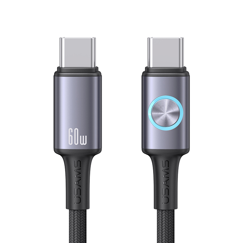 SJ752 60W Aluminum Alloy Data Cable With Colorful Light Type-C To Type-C - Huan Series