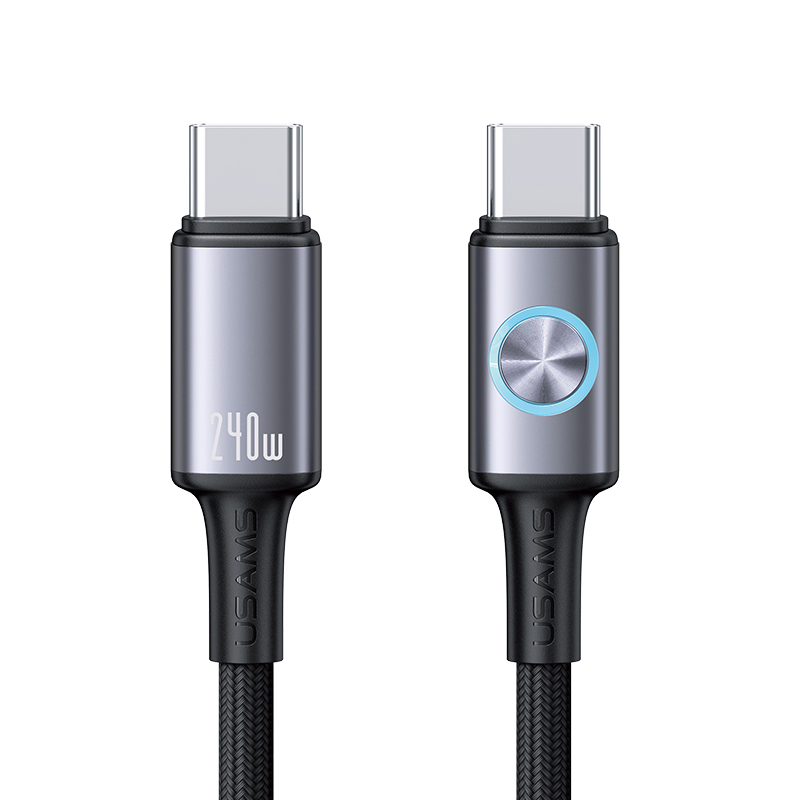SJ751 240W Aluminum Alloy Data Cable With Colorful Light Type-C To Type-C - Huan Series