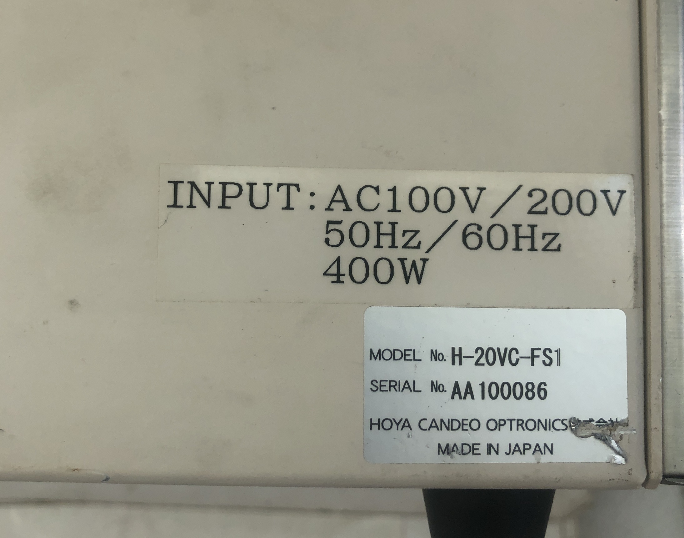 HOYA豪雅 手动mat-h ac100200v 50hz60hz 400w  H-20vc-FS  AA100086