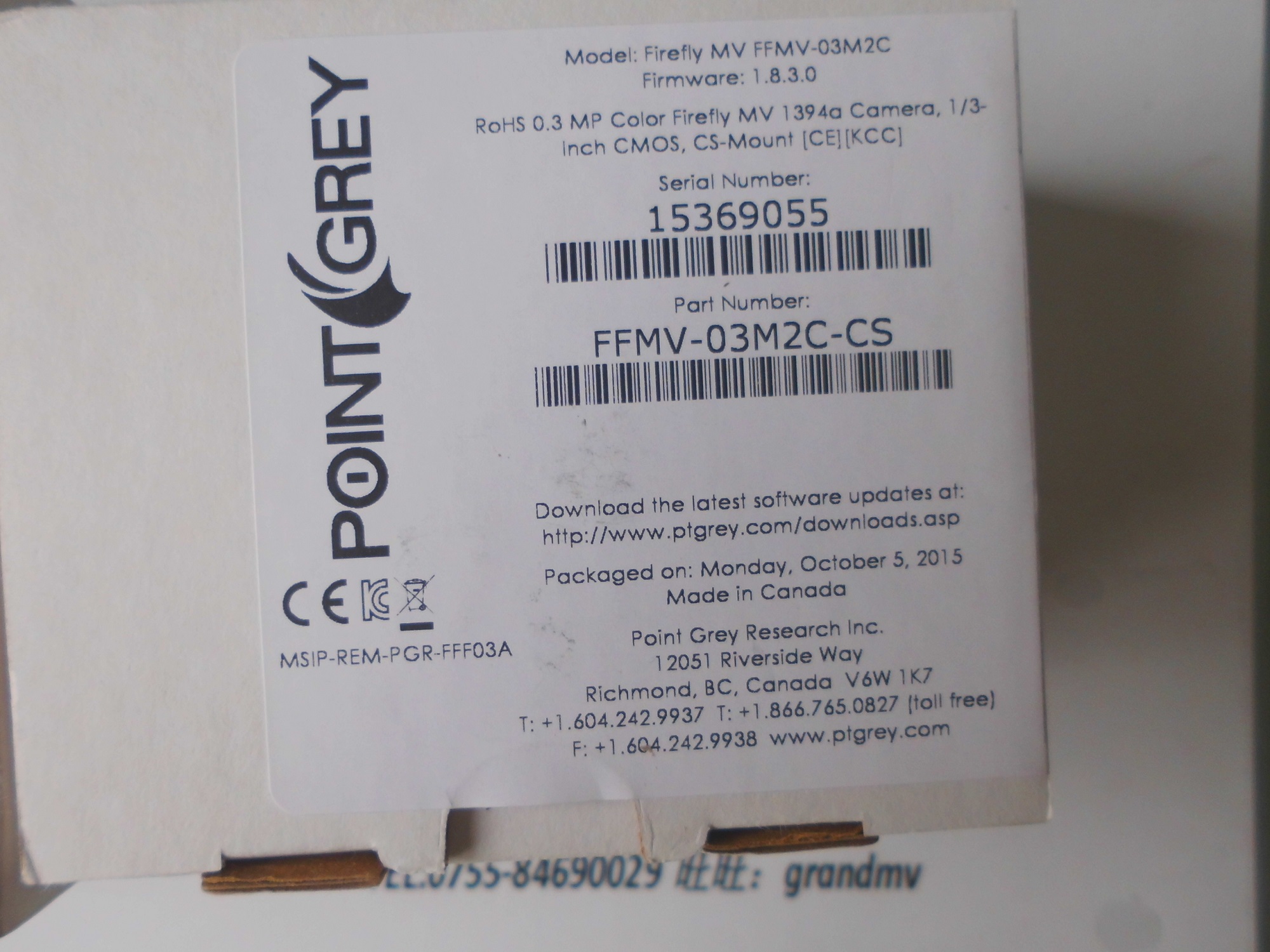 Point Grey灰点 FFMV-03M2C-CS  工业相机