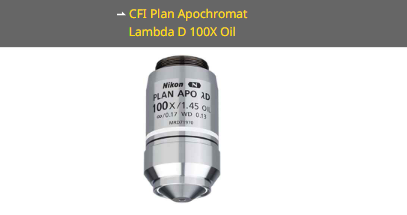 NIKON尼康 CFI Plan Apochromat Lambda D 100X Oil 物镜