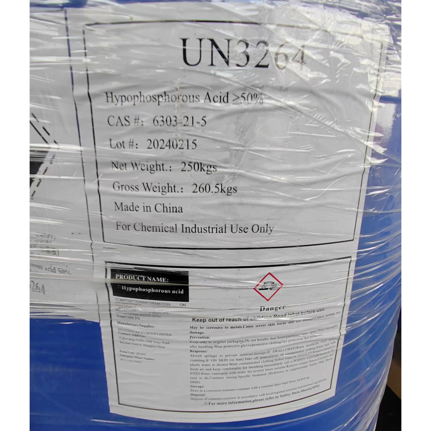 Hypophosphorous Acid, HPA 50% Chinese factory
