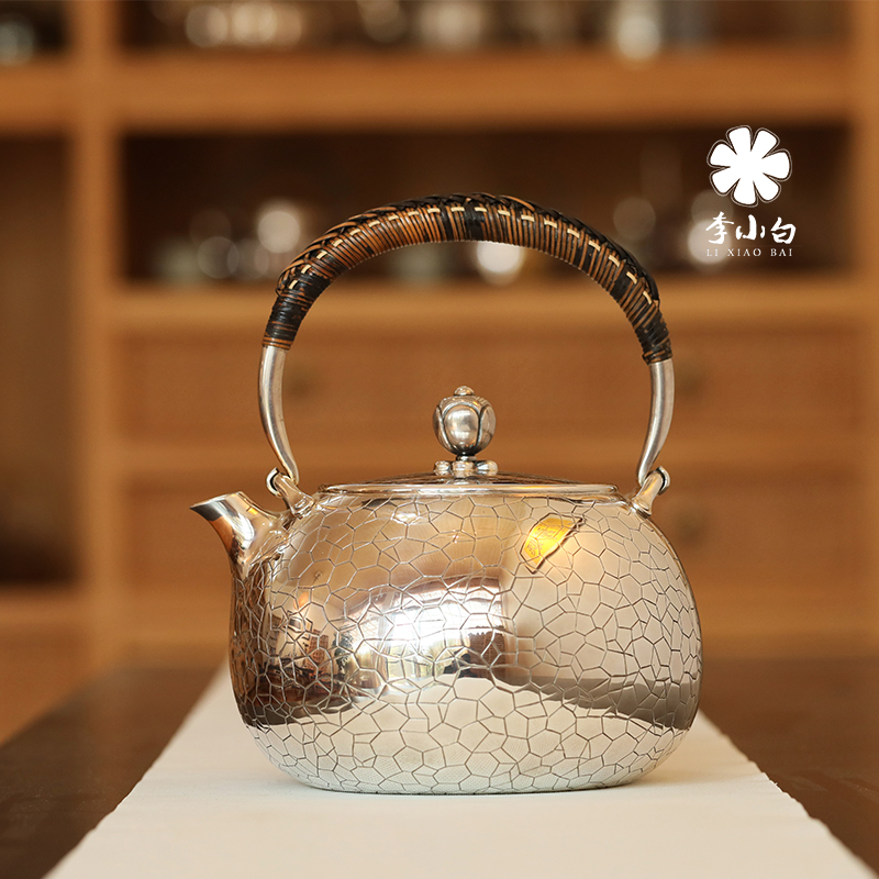 李小白纯银银壶-冰裂壶