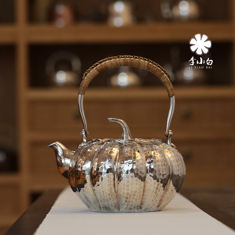李小白纯银长嘴银壶-南瓜壶