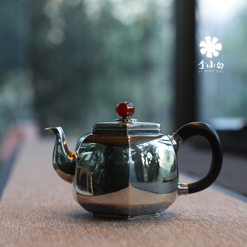 李小白纯银泡壶-六方神韵