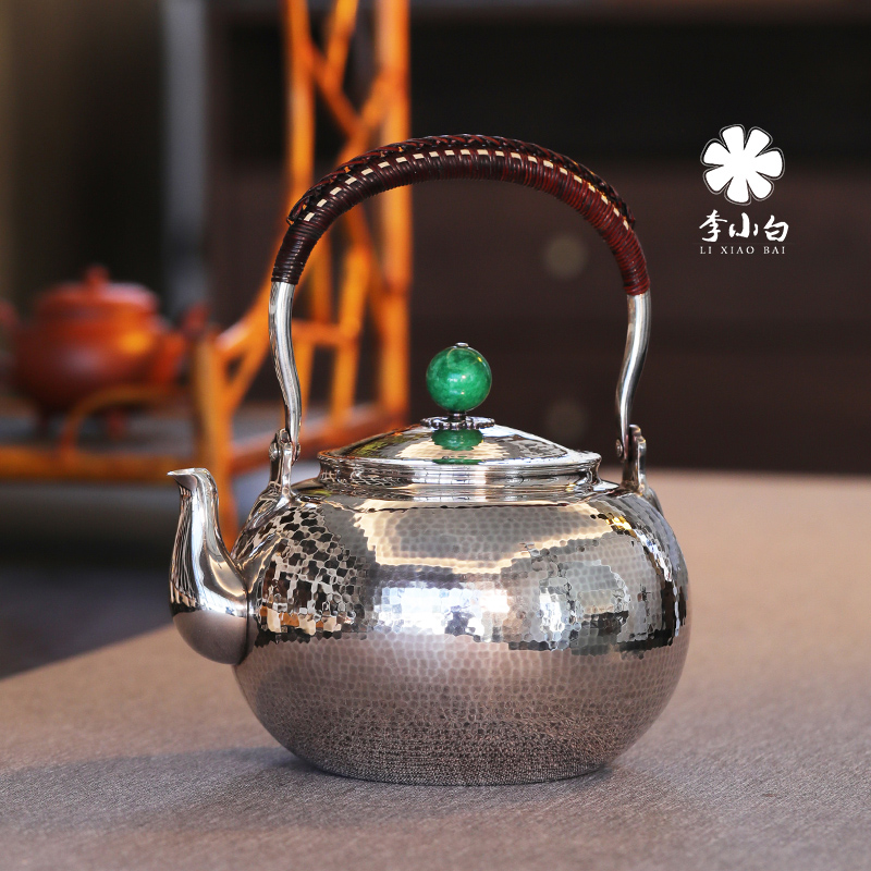 李小白纯银长嘴银壶-齐锤点银壶