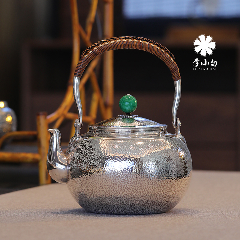 李小白纯银长嘴银壶-锤点壶