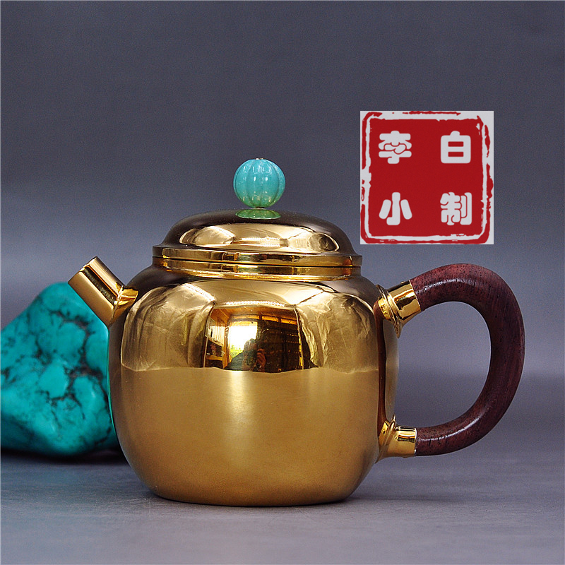 李小白纯金泡壶-龙珠泡壶