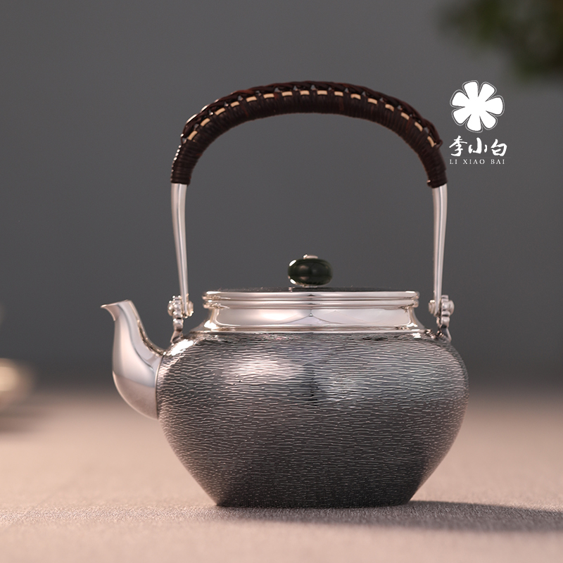 李小白银壶 横纹提梁泡壶