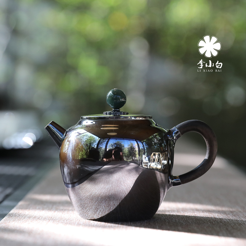 李小白纯银泡茶壶-龙眼泡壶