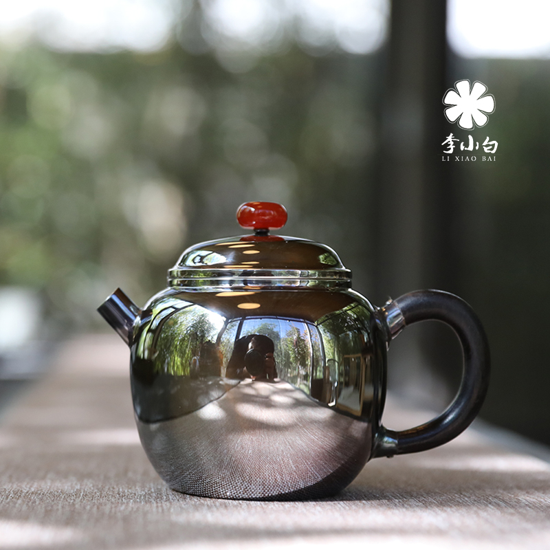 李小白纯银泡茶壶-龙珠泡壶