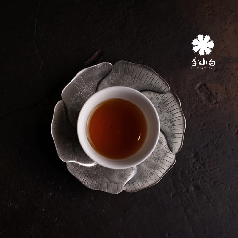 李小白银壶-纯银茶配-纯银牡丹杯托