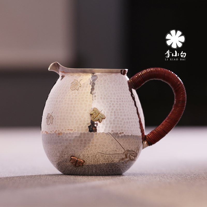 李小白银壶-纯银茶道配件-纯银银杏公杯、茶海