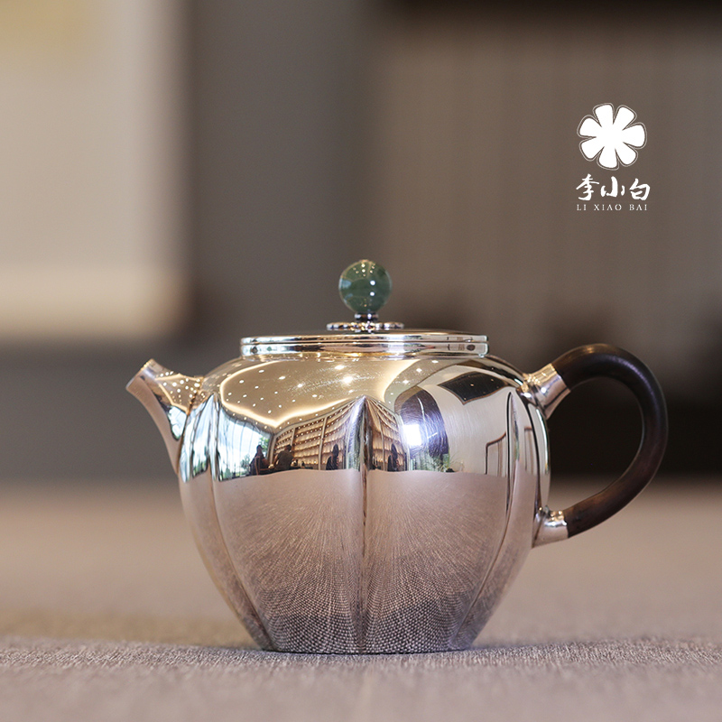 李小白纯银泡茶壶-如意瓜壶